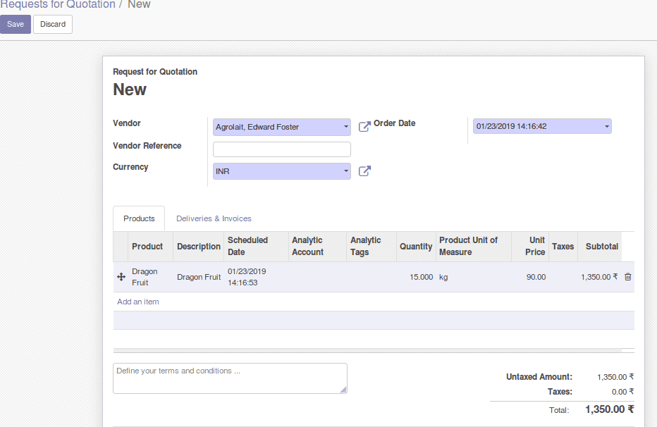 Inventory valuation and product categorization in odoo