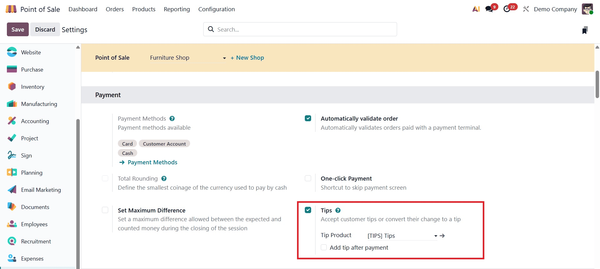 A Complete Guide For Managing Tips in Odoo 19 POS-cybrosys