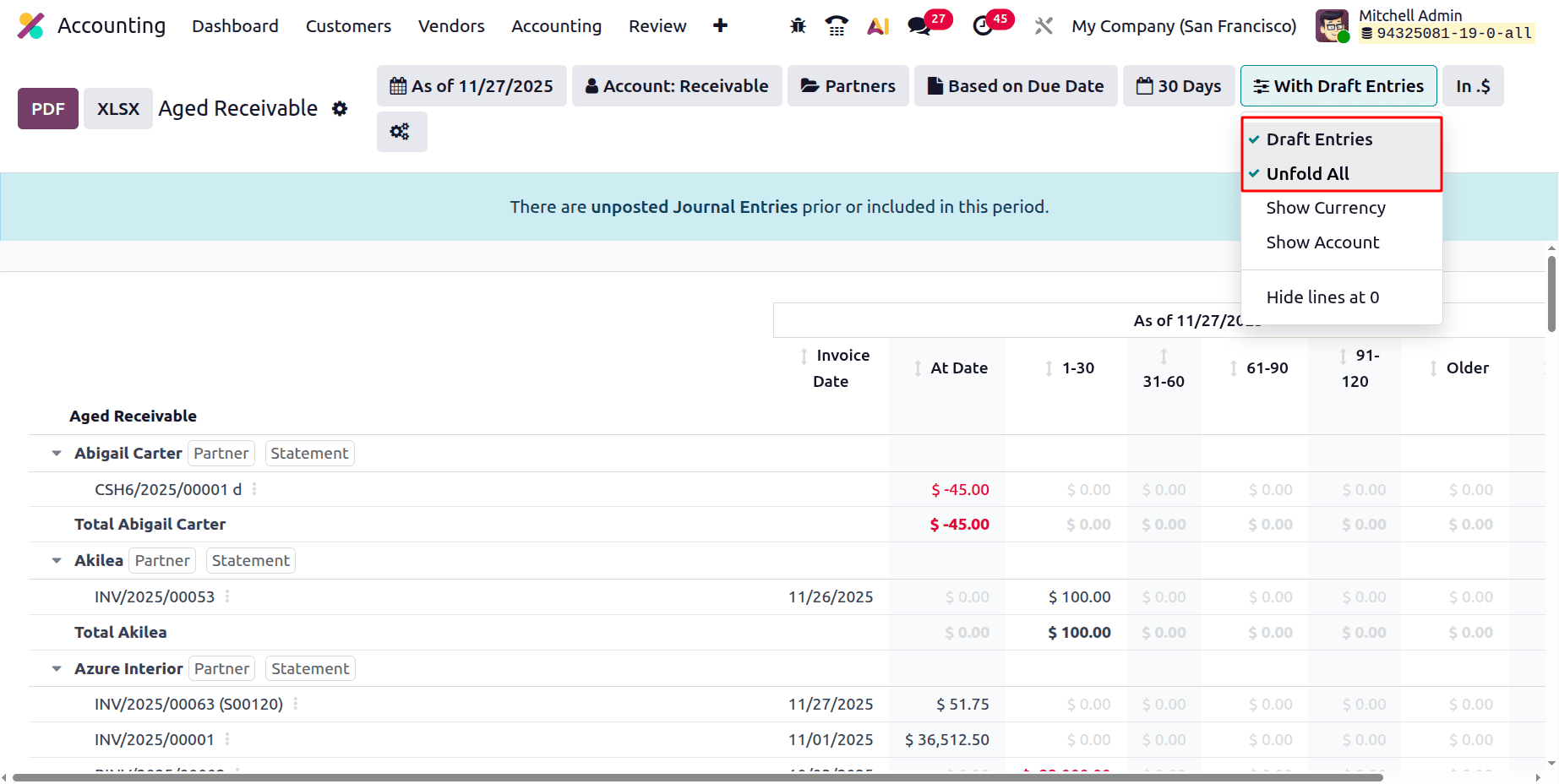 A Complete Guide to the Aged Receivables Report in Odoo 19 Accounting Reports-cybrosys