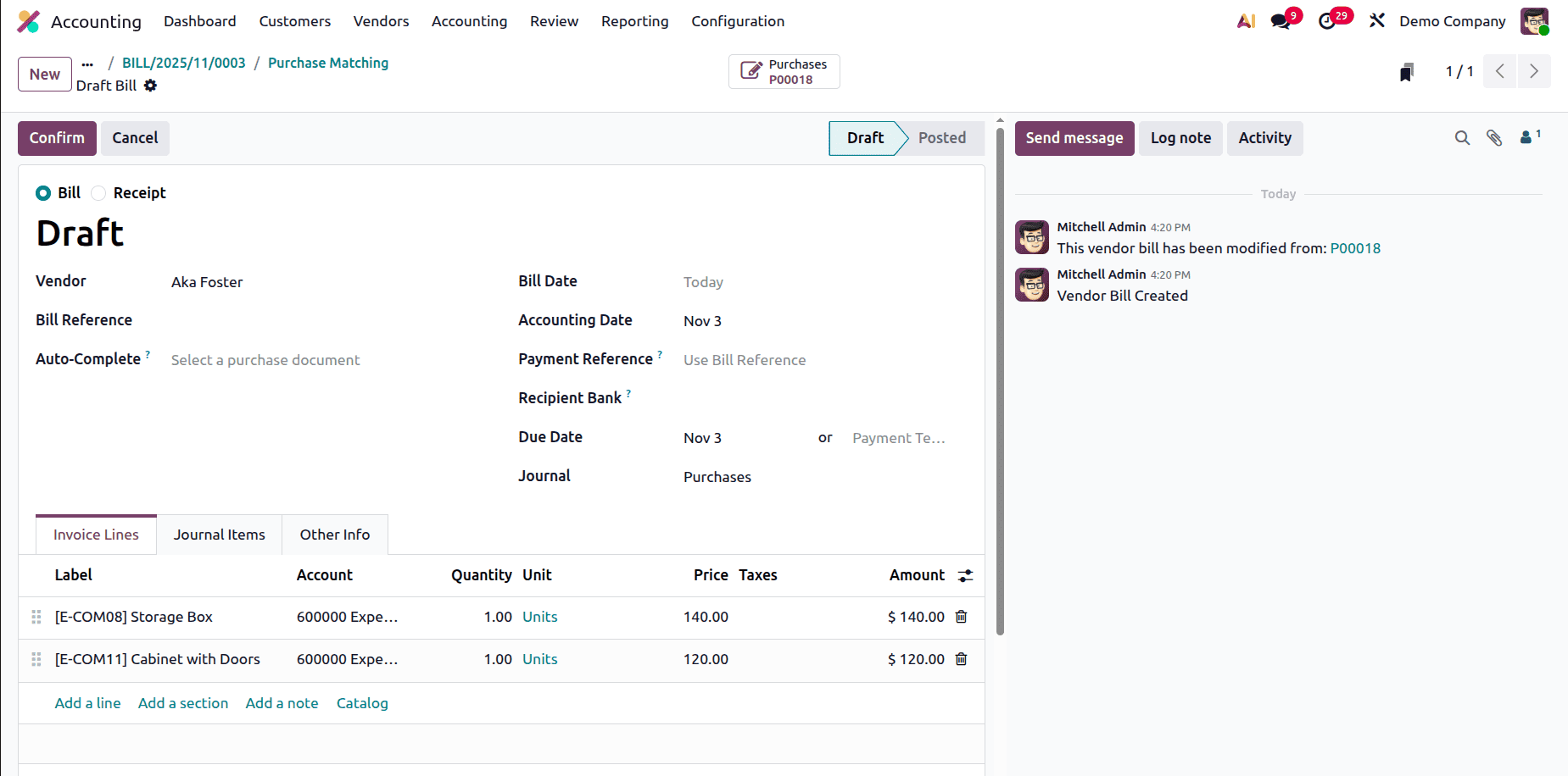 A Step-by-Step Guide to Matching Bills, Purchase Orders, and Down Payments in Odoo 19-cybrosys