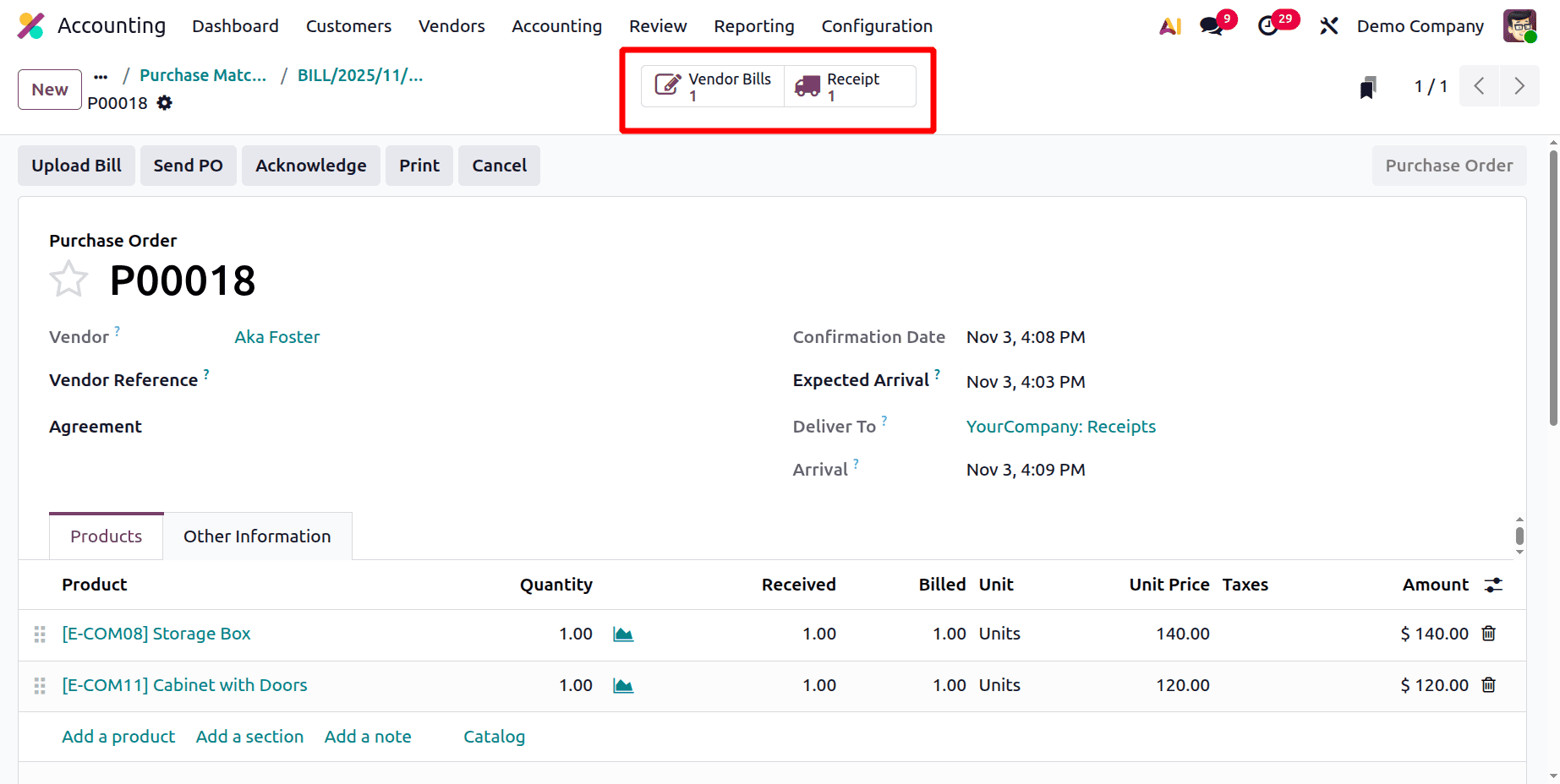 A Step-by-Step Guide to Matching Bills, Purchase Orders, and Down Payments in Odoo 19-cybrosys