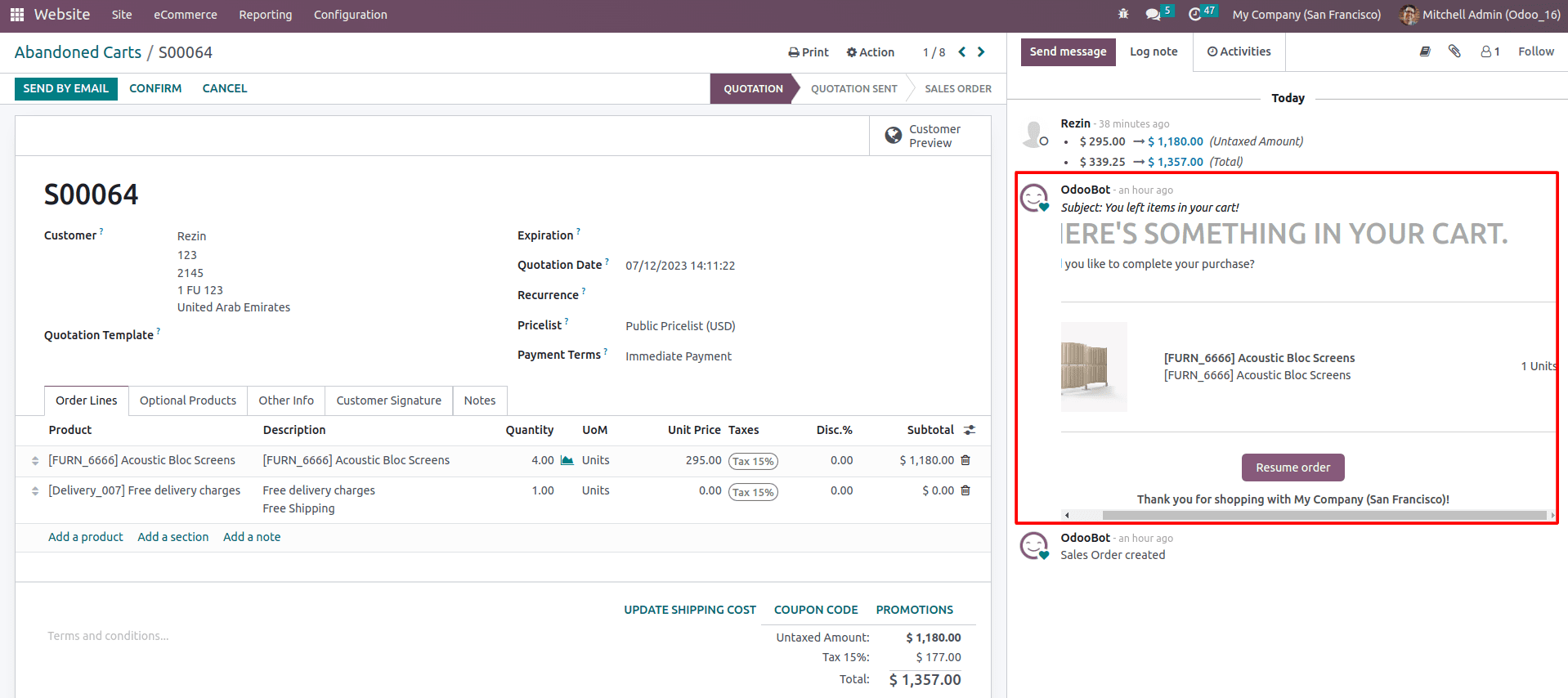 Abandoned Carts & Abandoned Checkout Emails in Odoo 16 Website App-cybrosys