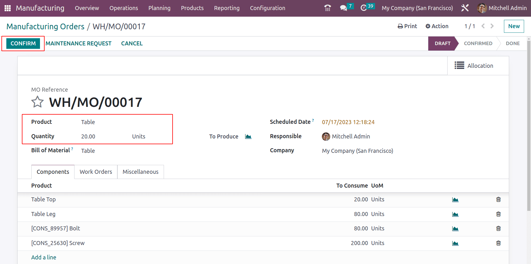 An Overview of Allocation Report for Manufacturing Orders in Odoo 16-cybrosys