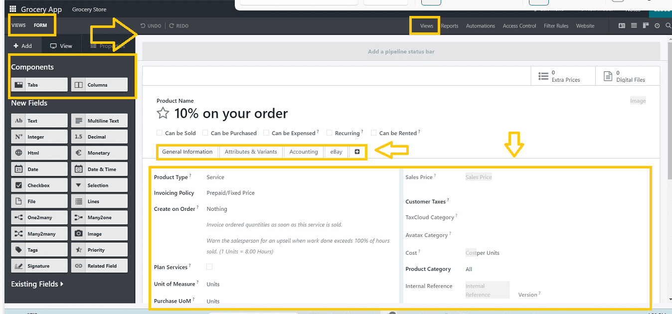 An Overview of Components & Fields in Odoo 16 Studio App-cybrosys