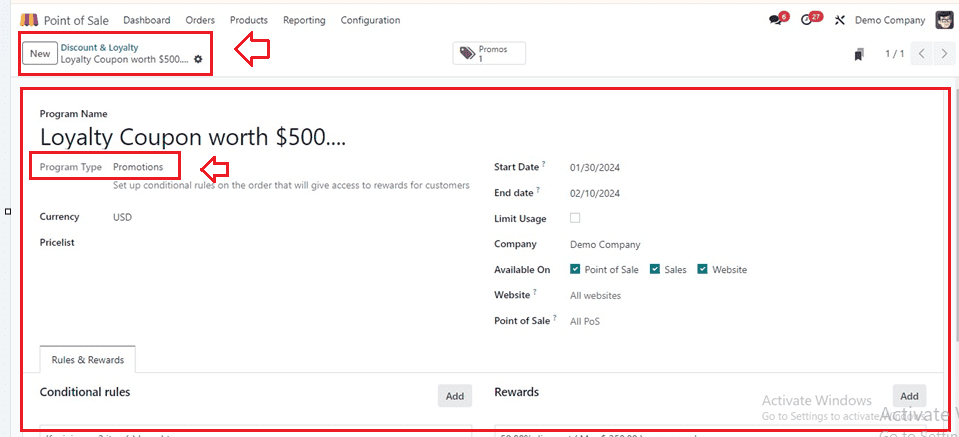 An Overview of Coupons & Promotion in Odoo 17 Point of Sale-cybrosys