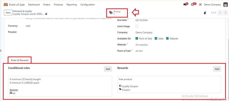 An Overview of Coupons & Promotion in Odoo 17 Point of Sale-cybrosys