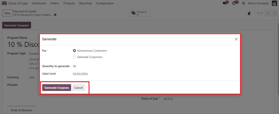 An Overview of Coupons & Promotion in Odoo 17 Point of Sale-cybrosys