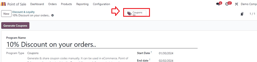 An Overview of Coupons & Promotion in Odoo 17 Point of Sale-cybrosys