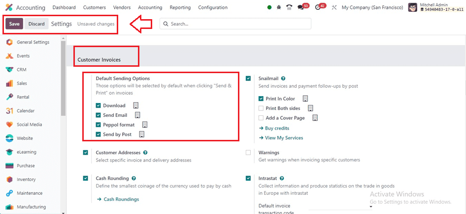 An Overview of Default Invoice Sending Options in Odoo 17-cybrosys