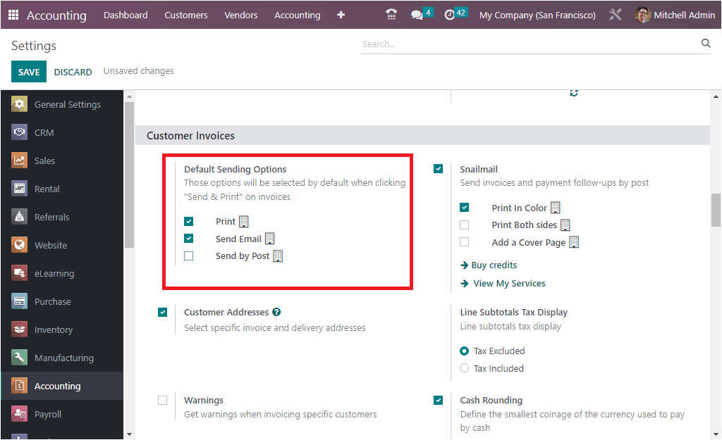 An Overview of Invoice Default Sending Options in Odoo 16 Accounting-cybrosys