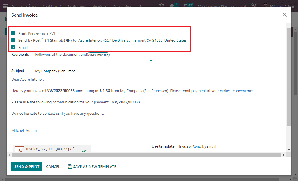 An Overview of Invoice Default Sending Options in Odoo 16 Accounting-cybrosys