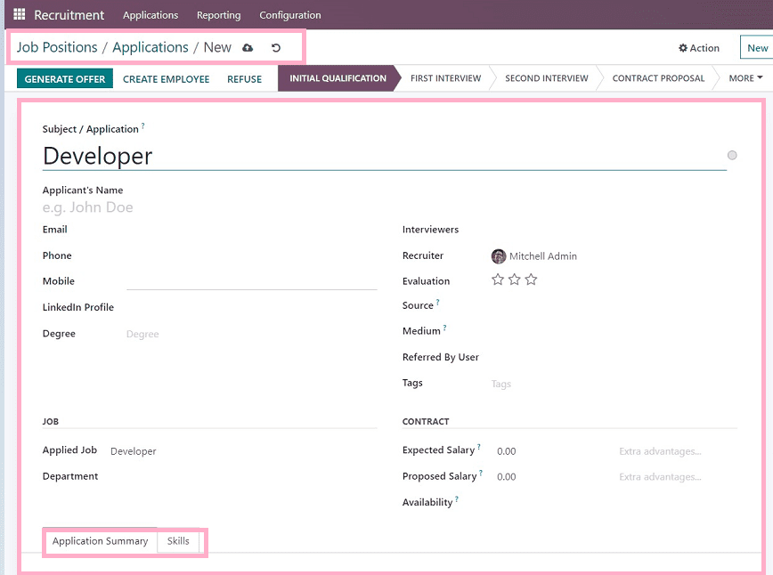 An Overview of Menu Options Available in the Odoo 16 Recruitment App-cybrosys