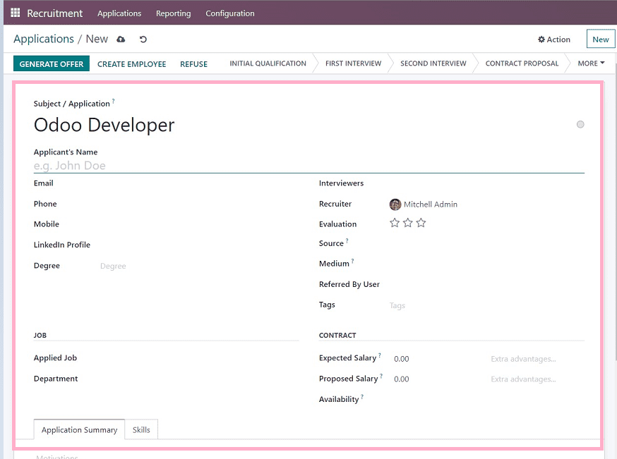 An Overview of Menu Options Available in the Odoo 16 Recruitment App-cybrosys