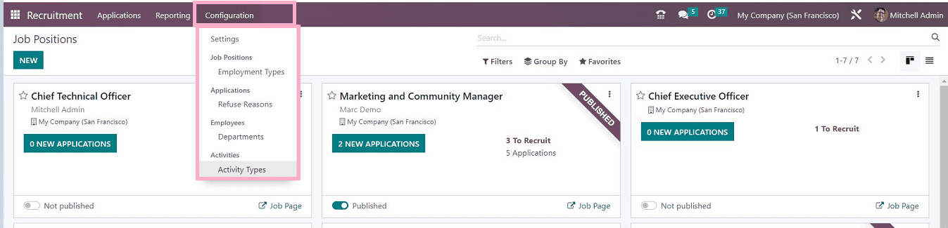 An Overview of Menu Options Available in the Odoo 16 Recruitment App-cybrosys