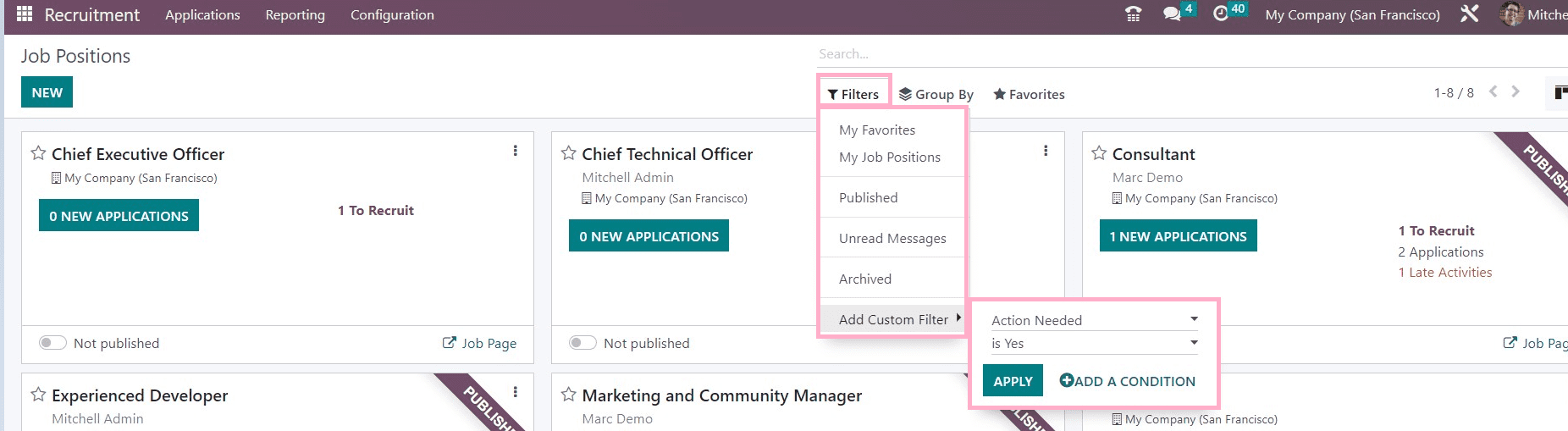 An Overview of Menu Options Available in the Odoo 16 Recruitment App-cybrosys