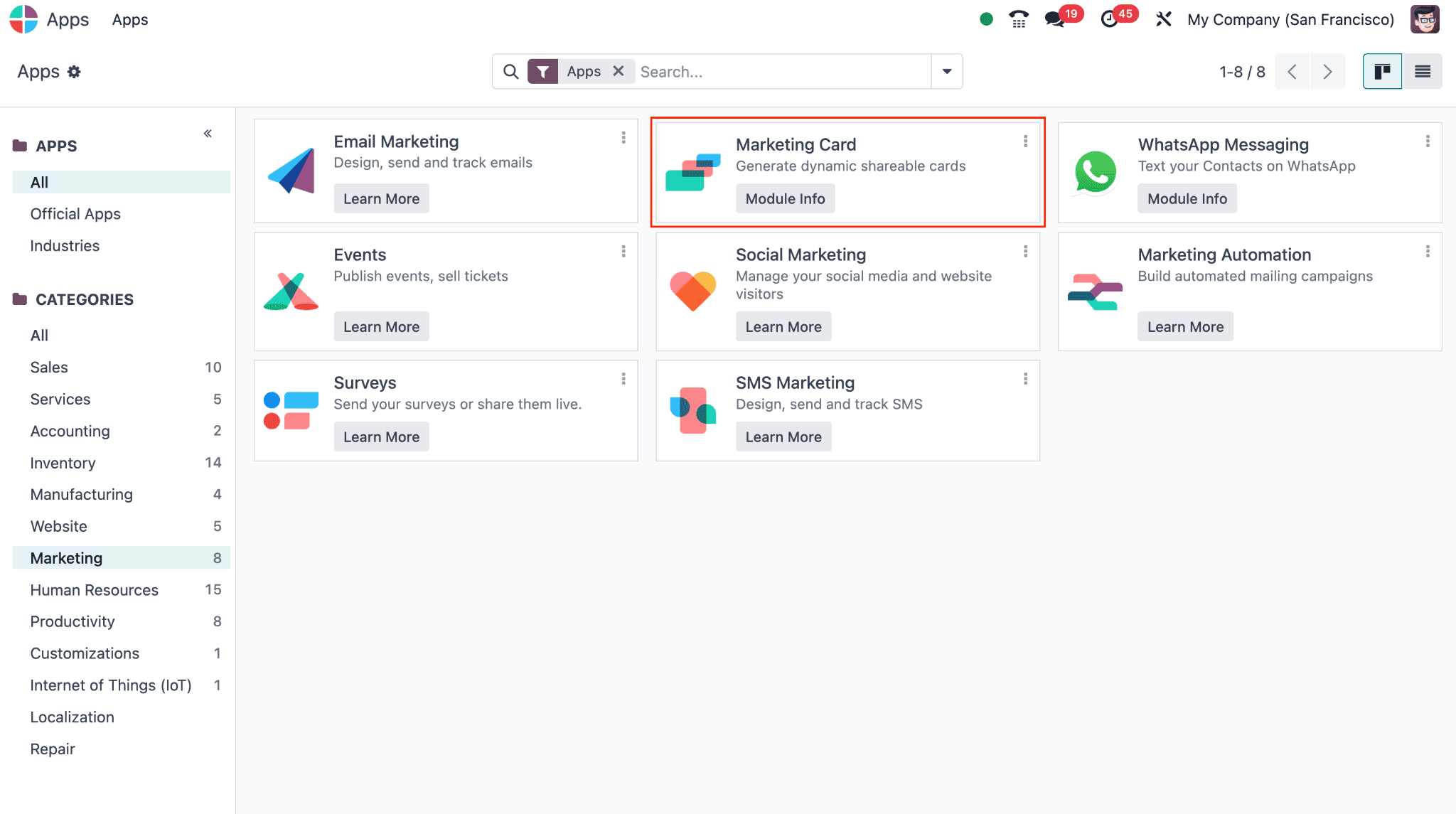 An overview of Odoo 18 Marketing Card Module-cybrosys
