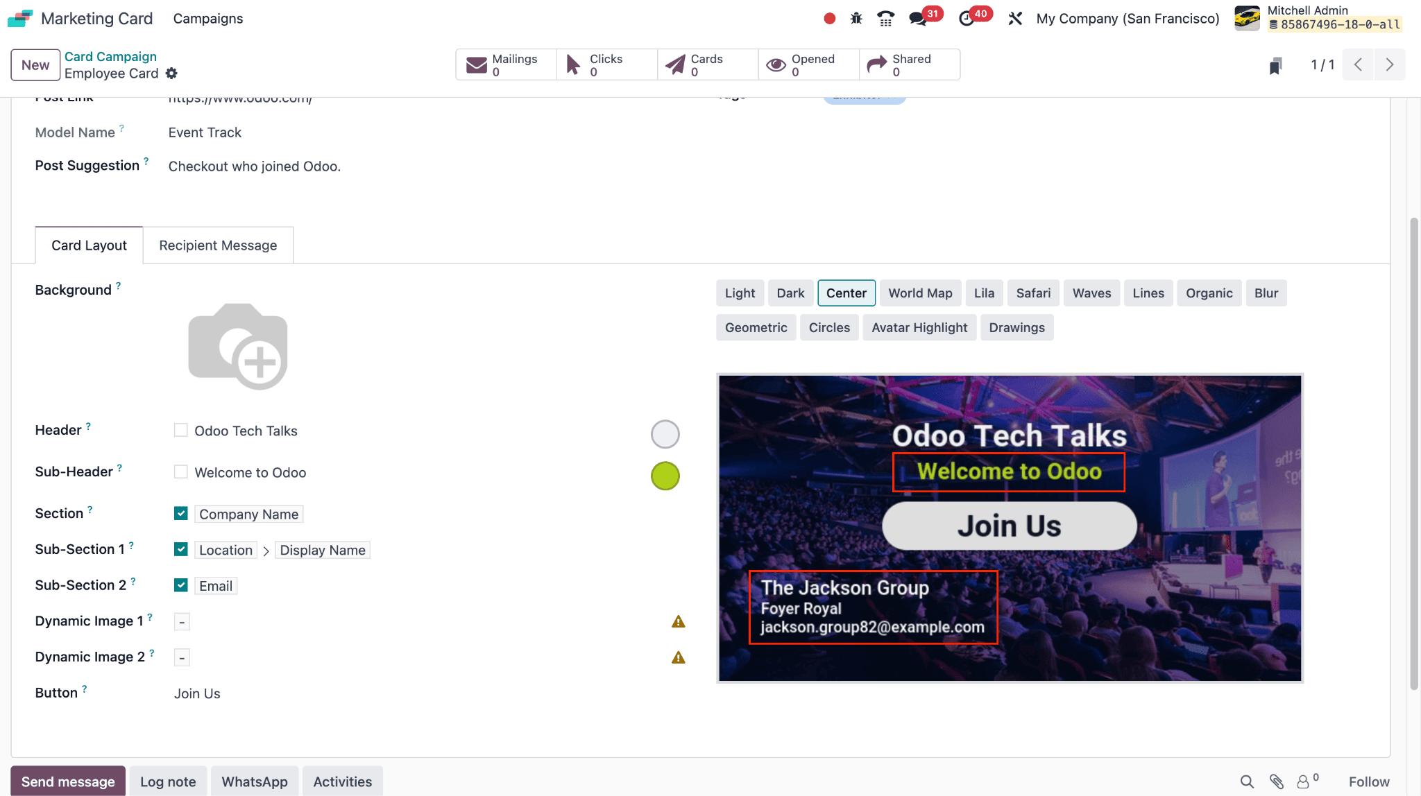 An overview of Odoo 18 Marketing Card Module-cybrosys