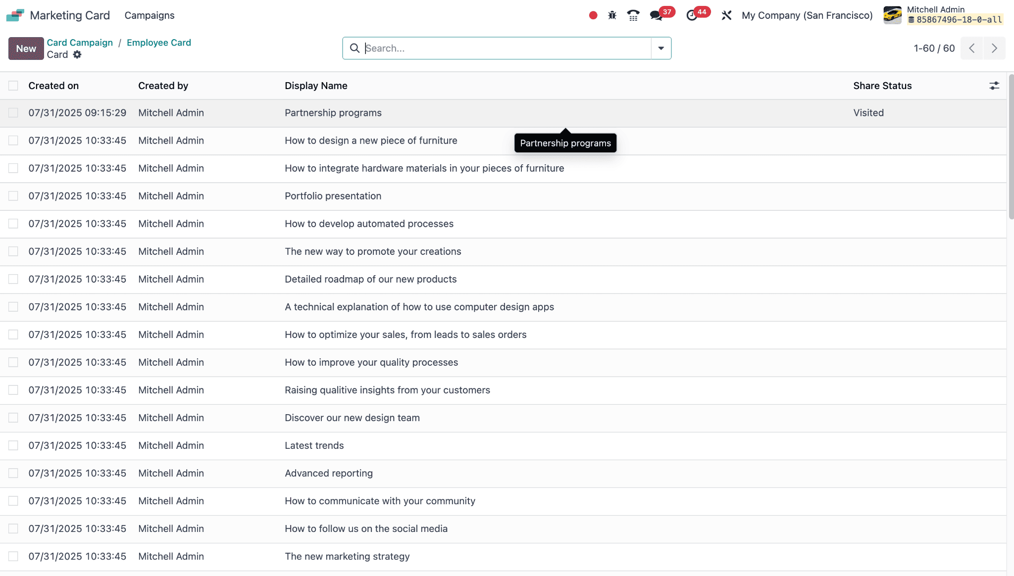 An overview of Odoo 18 Marketing Card Module-cybrosys
