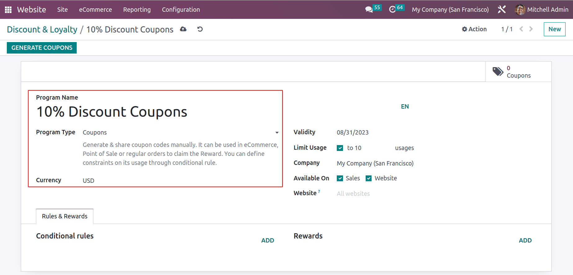 An Overview of Promotions & Coupons Available in Odoo 16 Website App-cybrosys