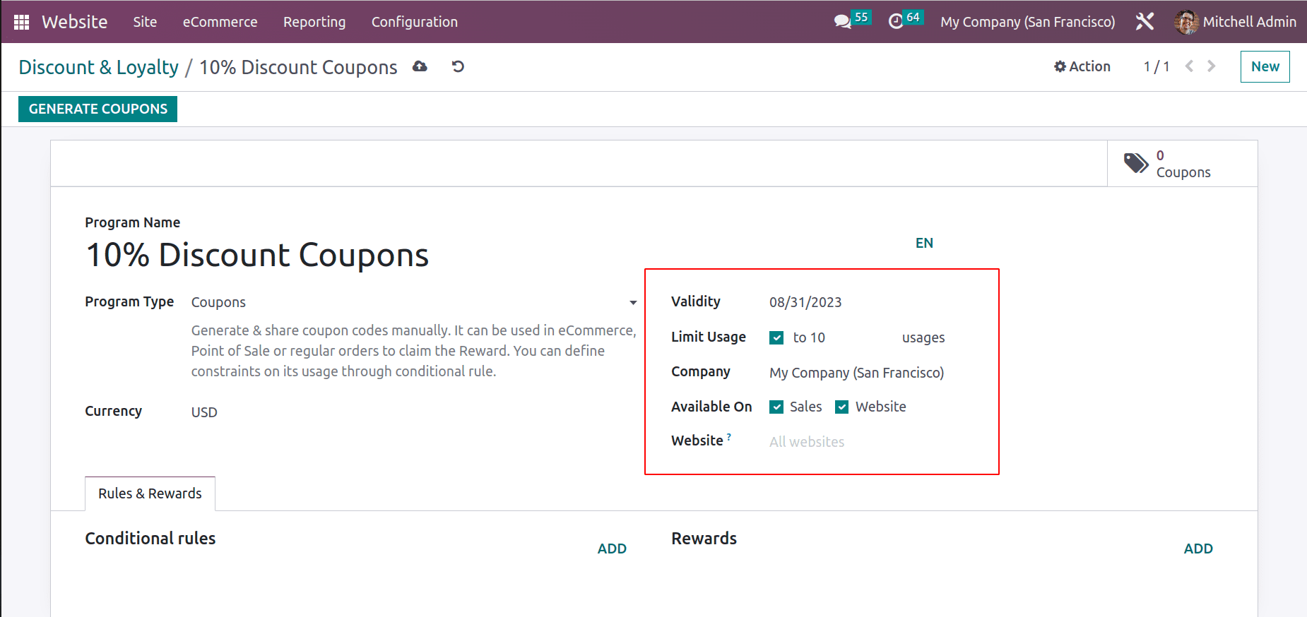 An Overview of Promotions & Coupons Available in Odoo 16 Website App-cybrosys