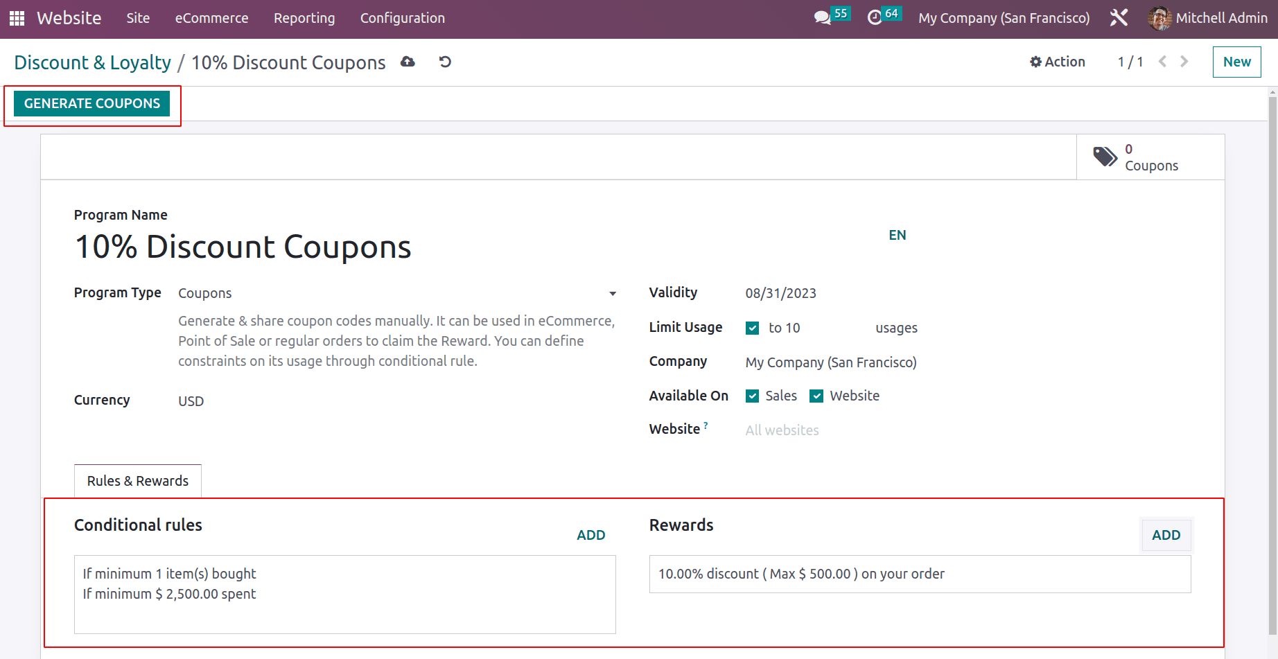 An Overview of Promotions & Coupons Available in Odoo 16 Website App-cybrosys