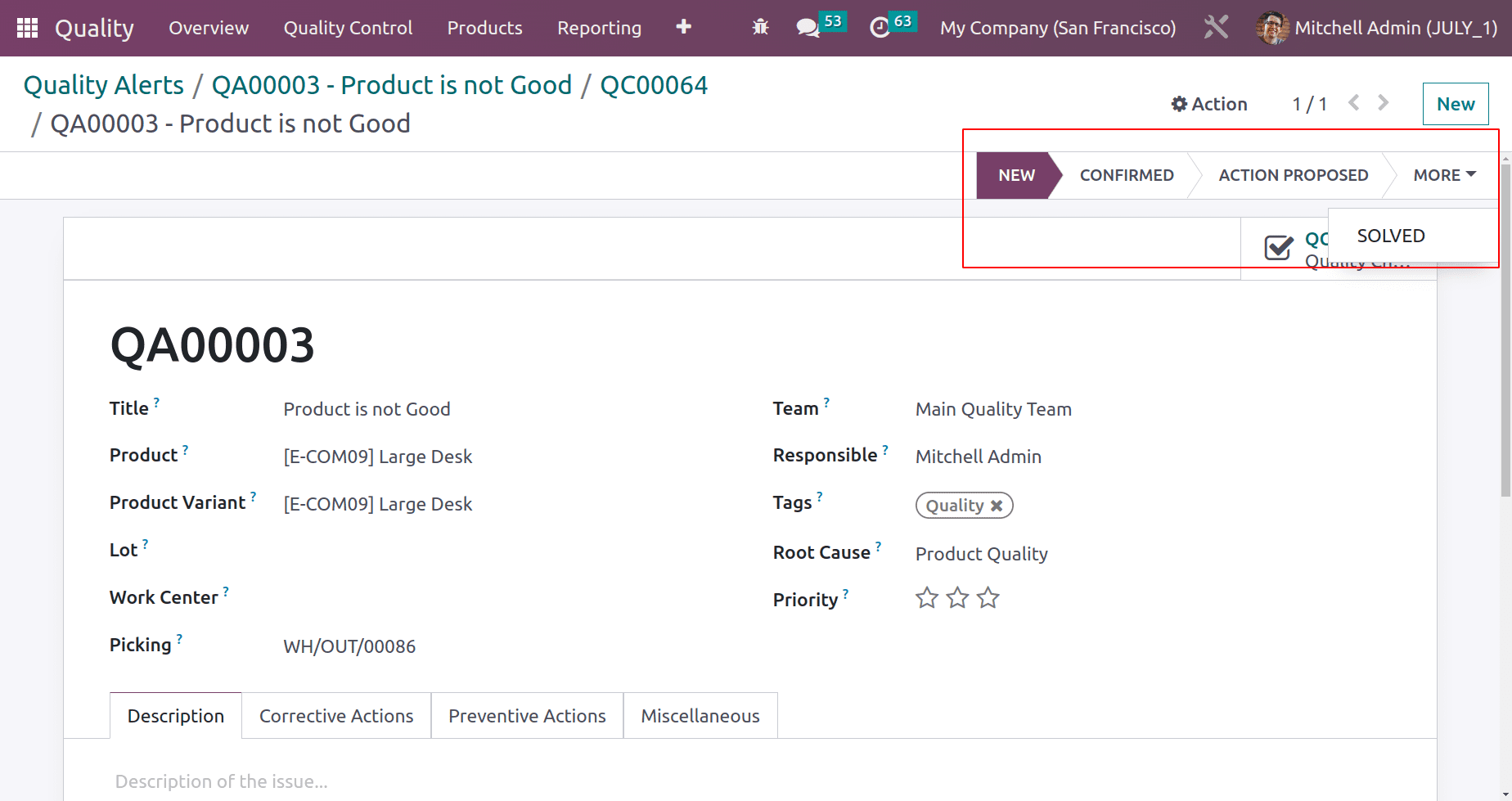 An Overview of Quality Checks & Quality Alerts With Odoo 16 Quality Module-cybrosys