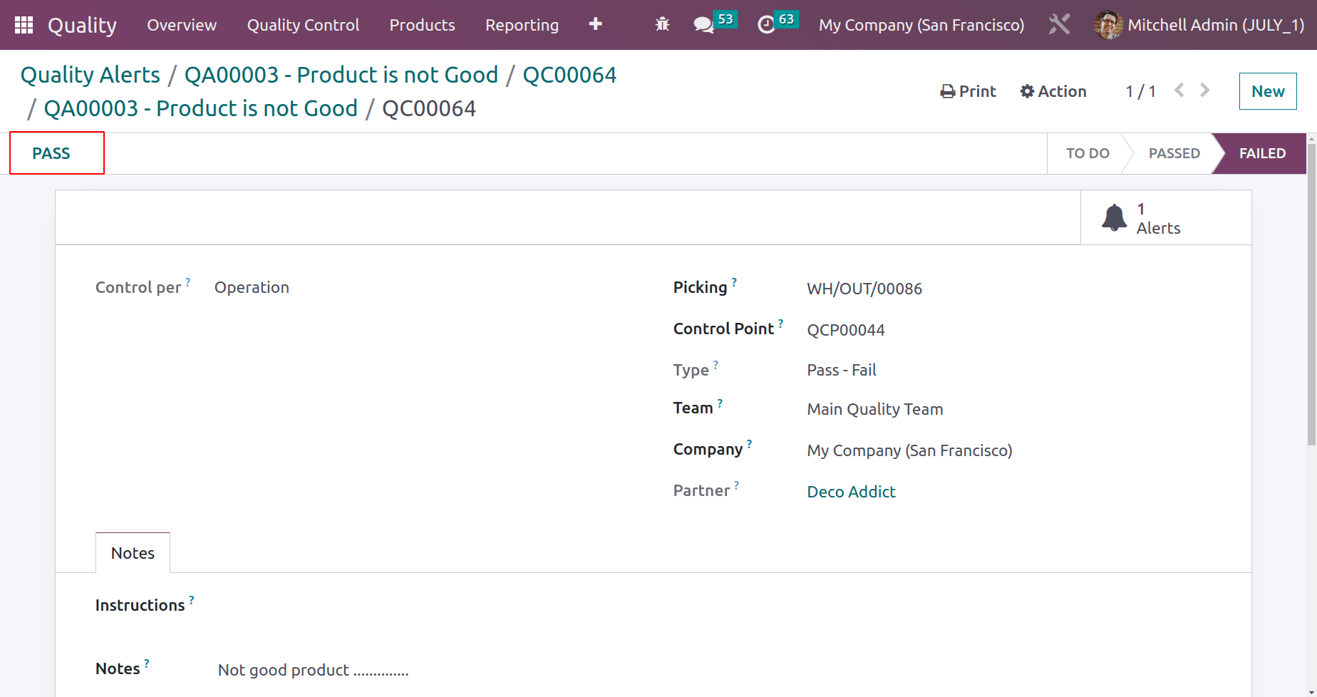 An Overview of Quality Checks & Quality Alerts With Odoo 16 Quality Module-cybrosys