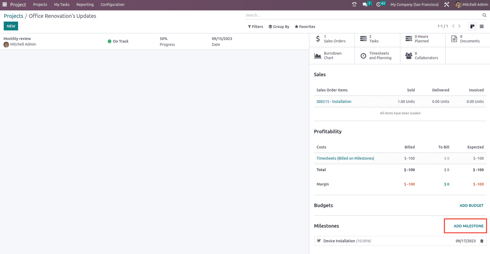 An Overview of Setting up Milestone for a Project in Odoo 16-cybrosys