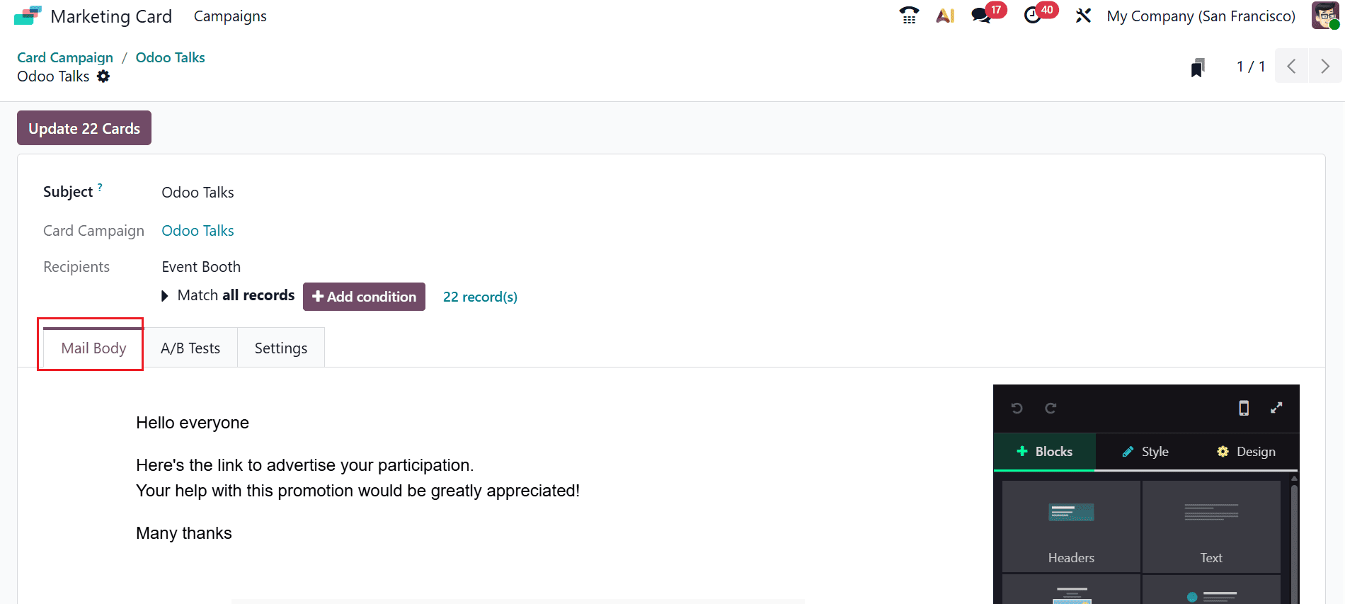 An Overview of the Marketing Card Module in Odoo 19-cybrosys