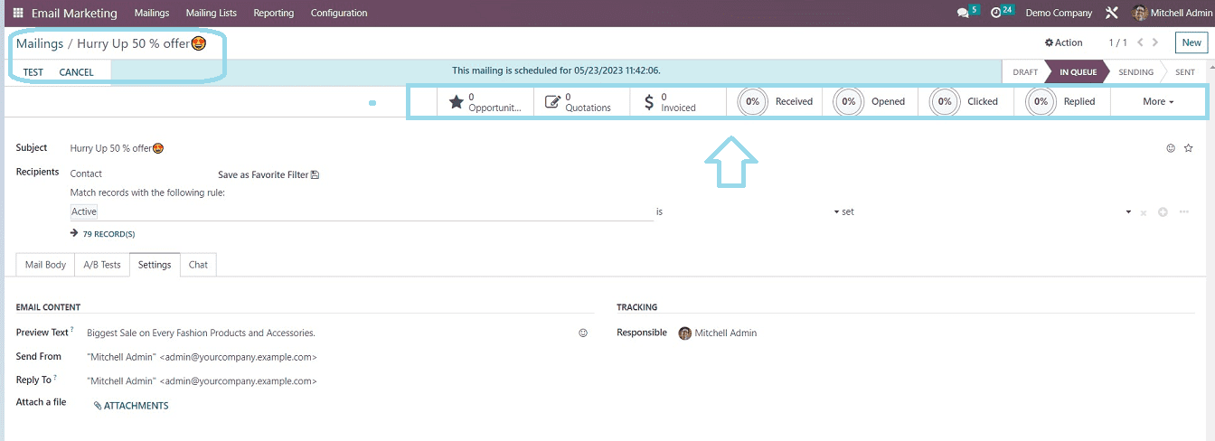 An Overview of the Odoo 16 Email Marketing Module.-cybrosys