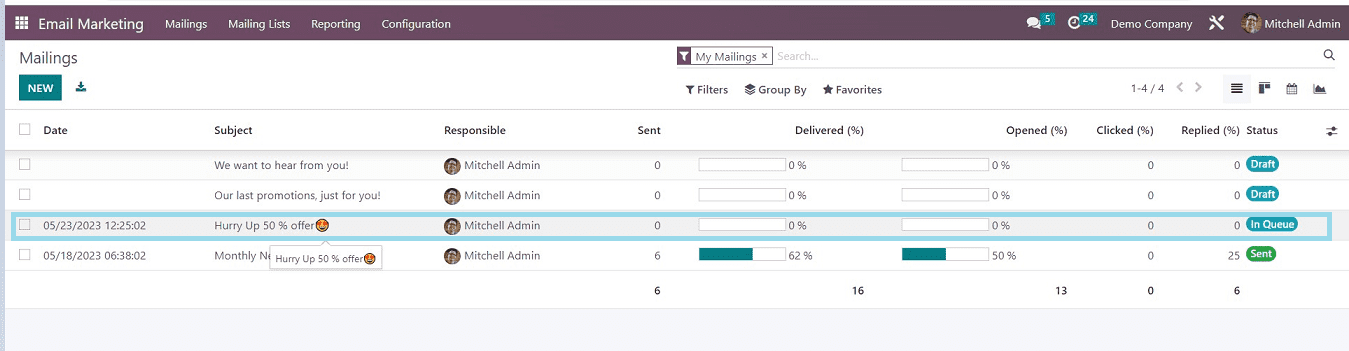 An Overview of the Odoo 16 Email Marketing Module.-cybrosys