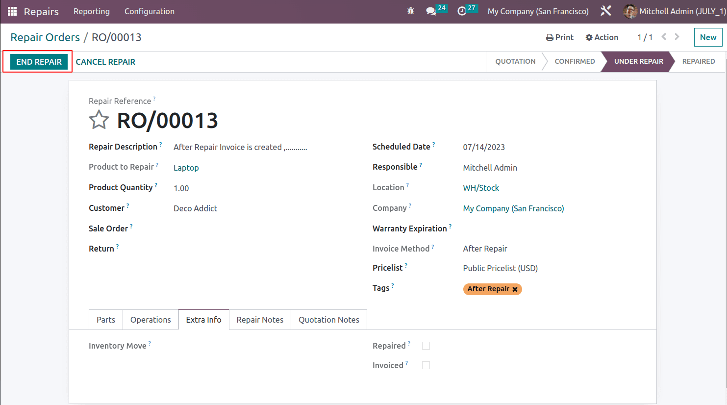 An Overview of the Odoo 16 Repair Module-cybrosys
