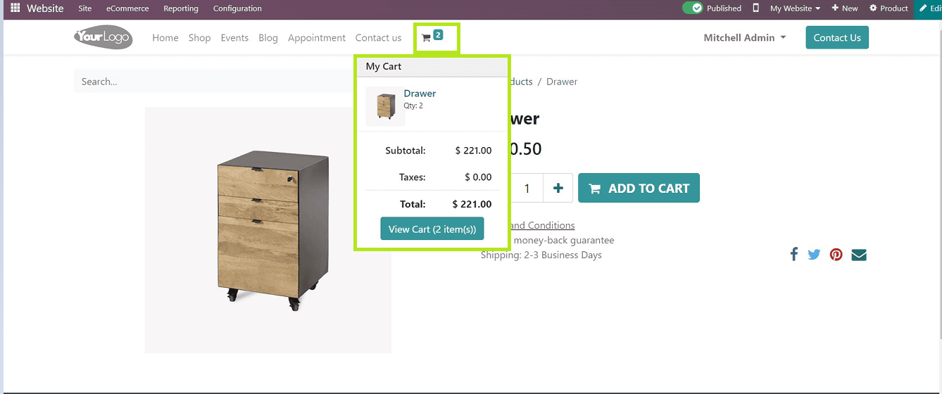 An Overview of the Shop & Checkout Procedure of the Odoo 16 Website Module-cybrosys