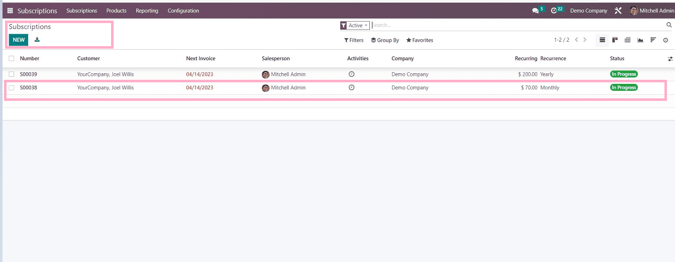 An Overview of the Subscription Menu in Odoo 16 Subscriptions Module-cybrosys