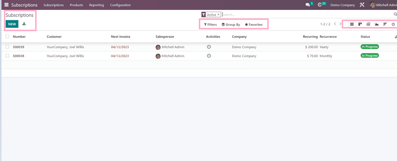 An Overview of the Subscription Menu in Odoo 16 Subscriptions Module-cybrosys