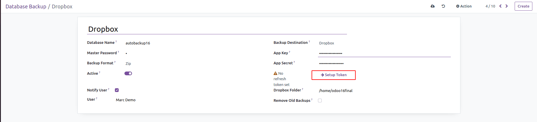 Automatic Database Backup - Odoo 16 App-cybrosys