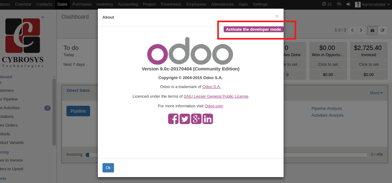 automatic-developer-mode-odoo-v9