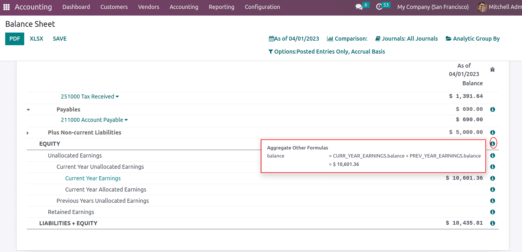 Balance Sheet Features in Odoo 16