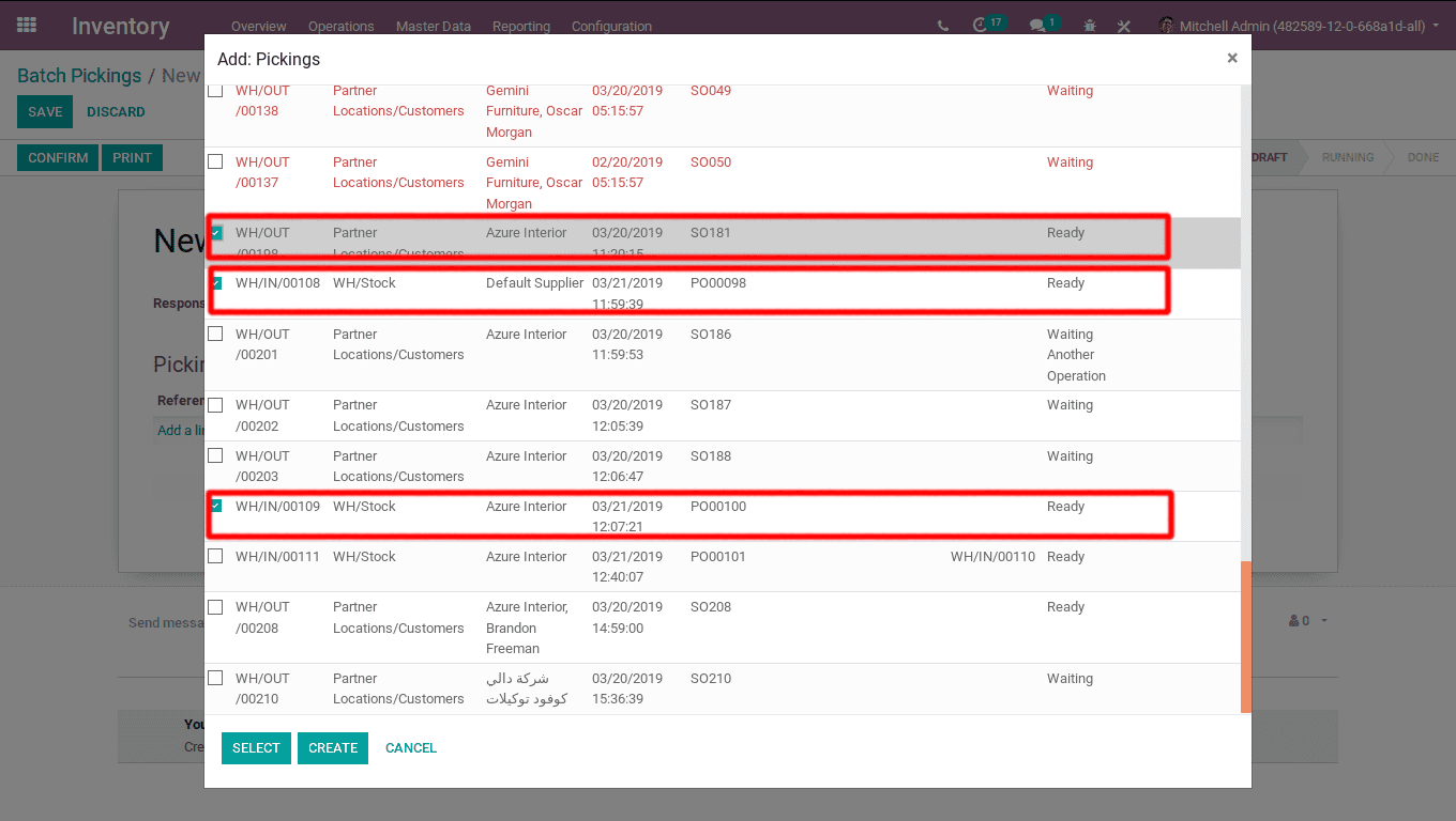 batch pickings in odoo v12