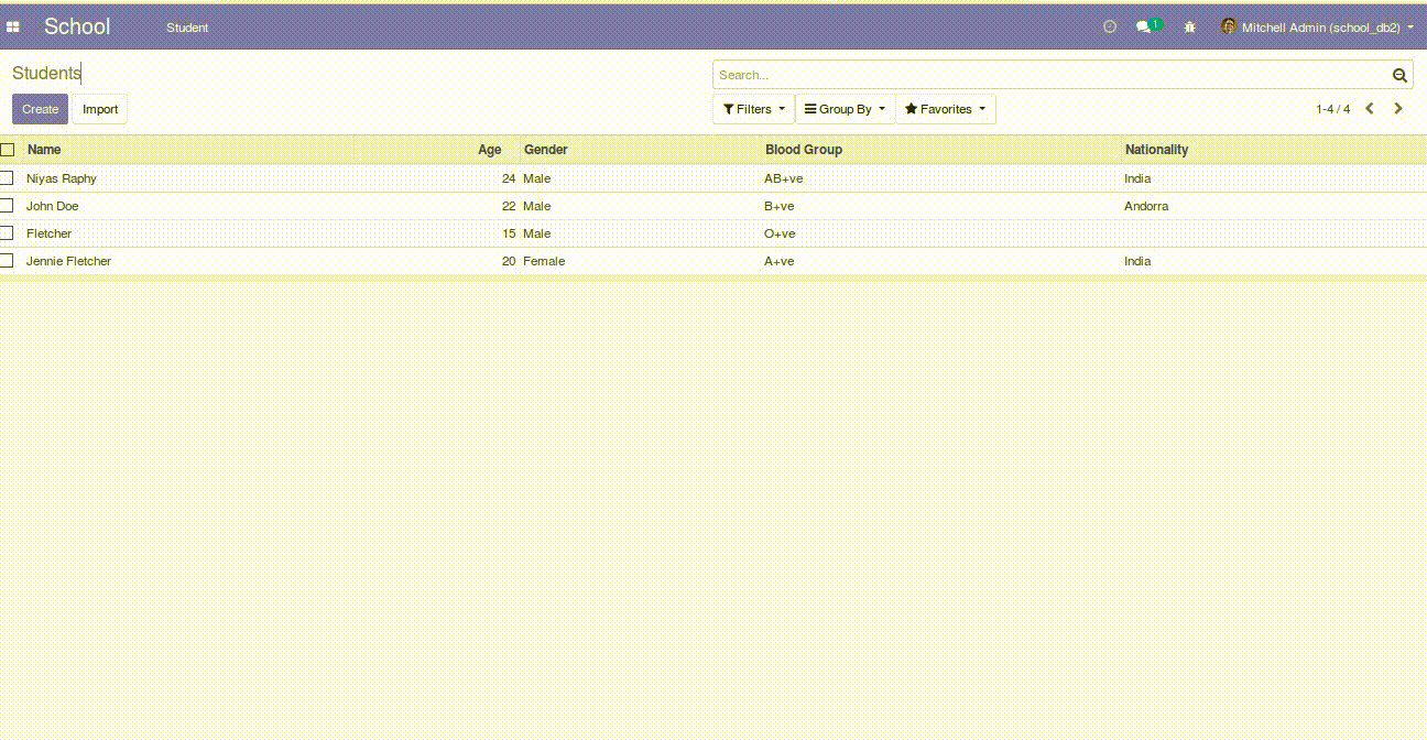 building module in odoo v12 defining search view and filters