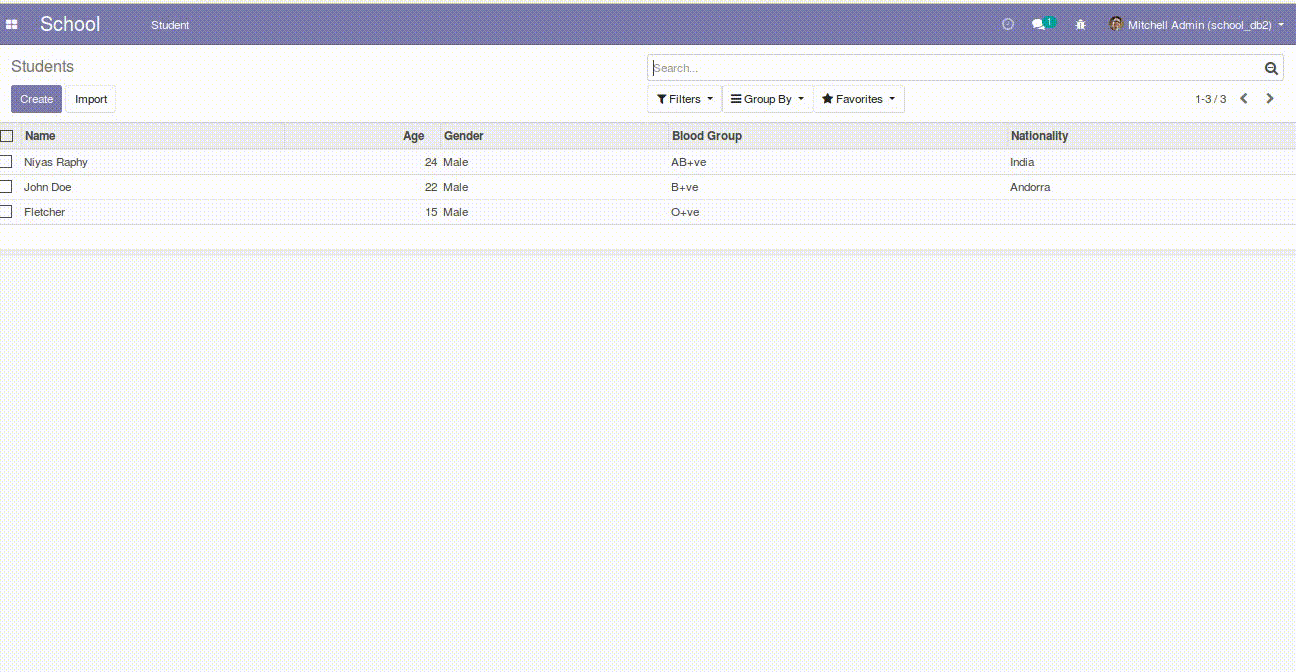 building module in odoo v12 defining search view and filters