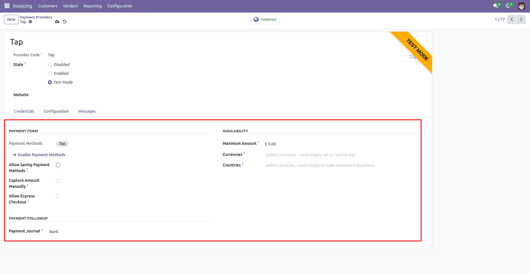 Complete Guide on How to Set Up Tap Payment Gateway in Odoo 17-cybrosys