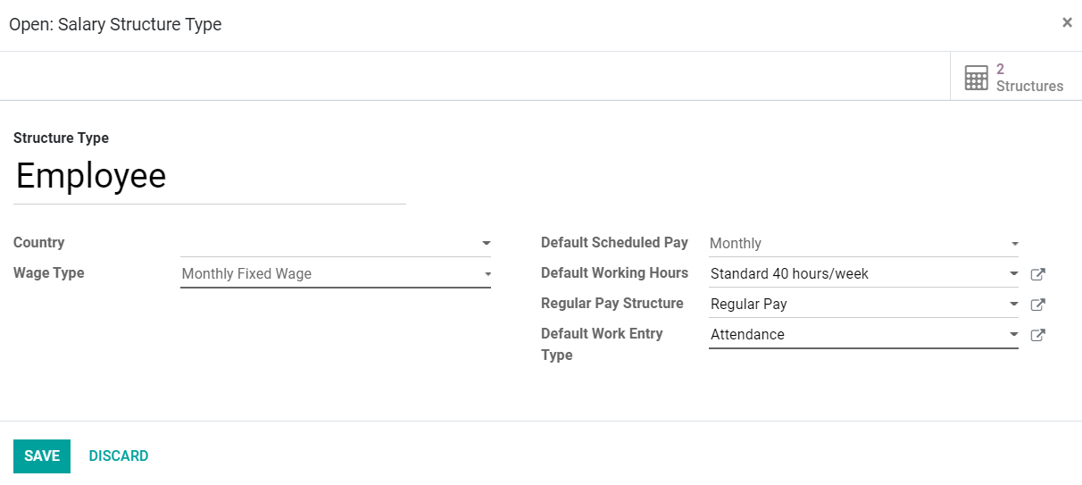 固定薪水包装 - 配置 - 工资单 -  ODOO-Payroll-Module