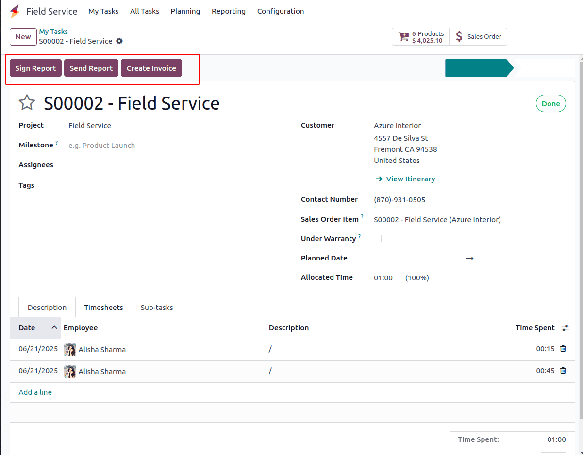 How a Field Service Task Has Been Billed with Odoo 18-cybrosys