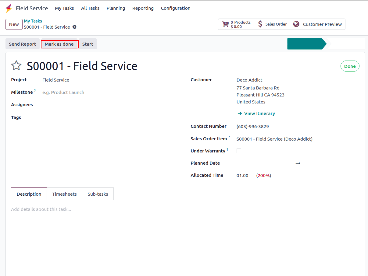 How a Field Service Task Has Been Billed with Odoo 18-cybrosys