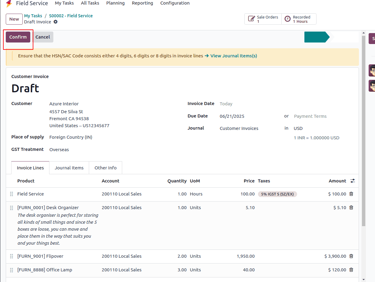 How a Field Service Task Has Been Billed with Odoo 18-cybrosys