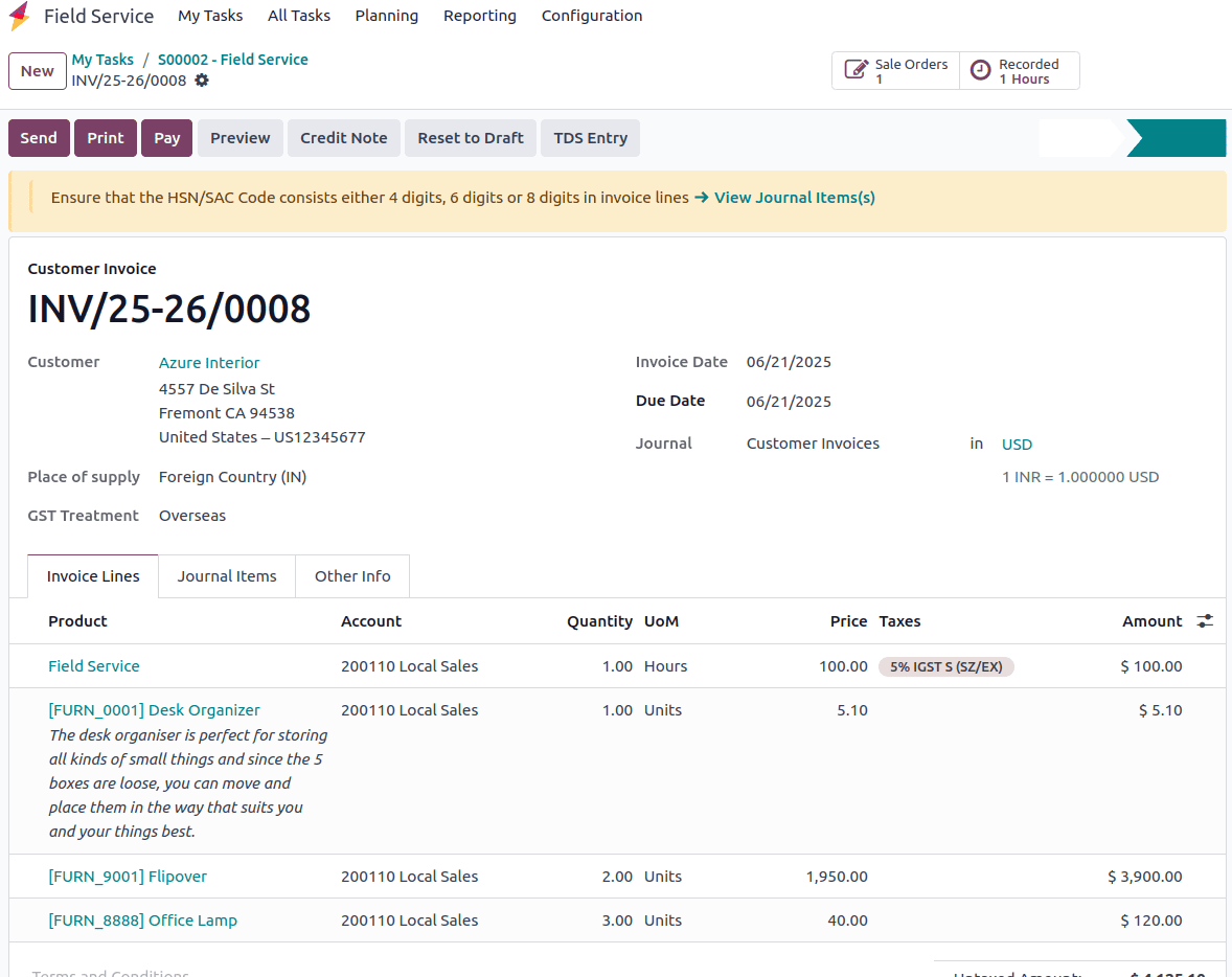 How a Field Service Task Has Been Billed with Odoo 18-cybrosys