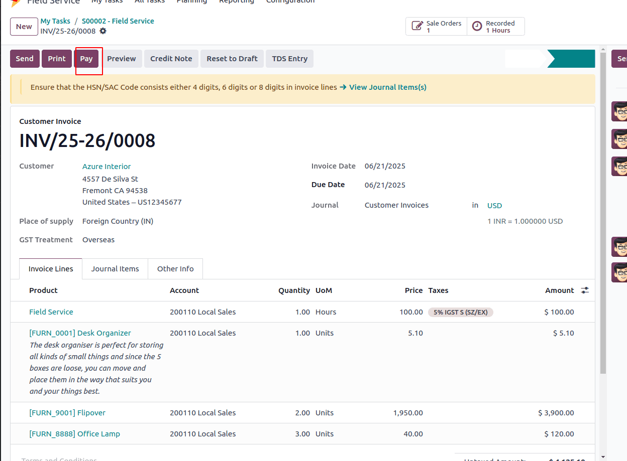 How a Field Service Task Has Been Billed with Odoo 18-cybrosys