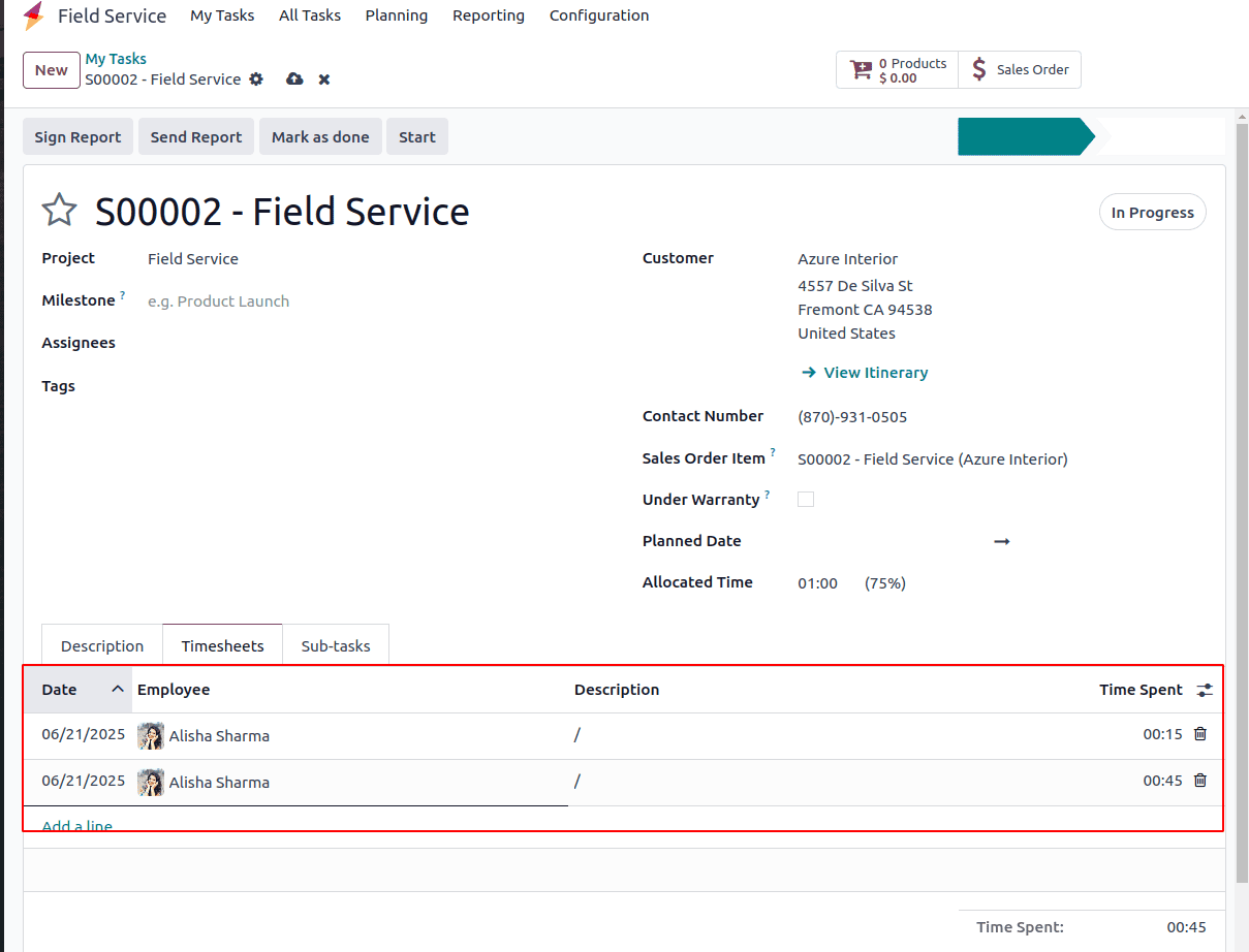 How a Field Service Task Has Been Billed with Odoo 18-cybrosys