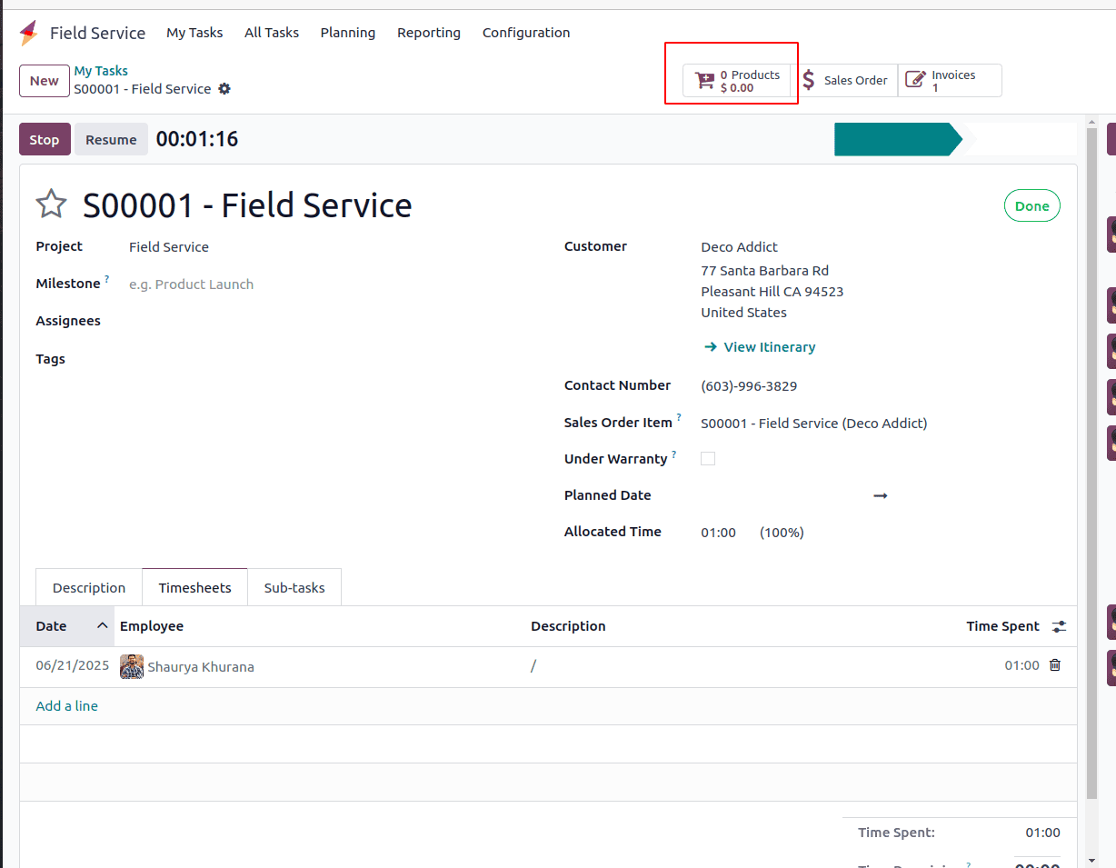 How a Field Service Task Has Been Billed with Odoo 18-cybrosys